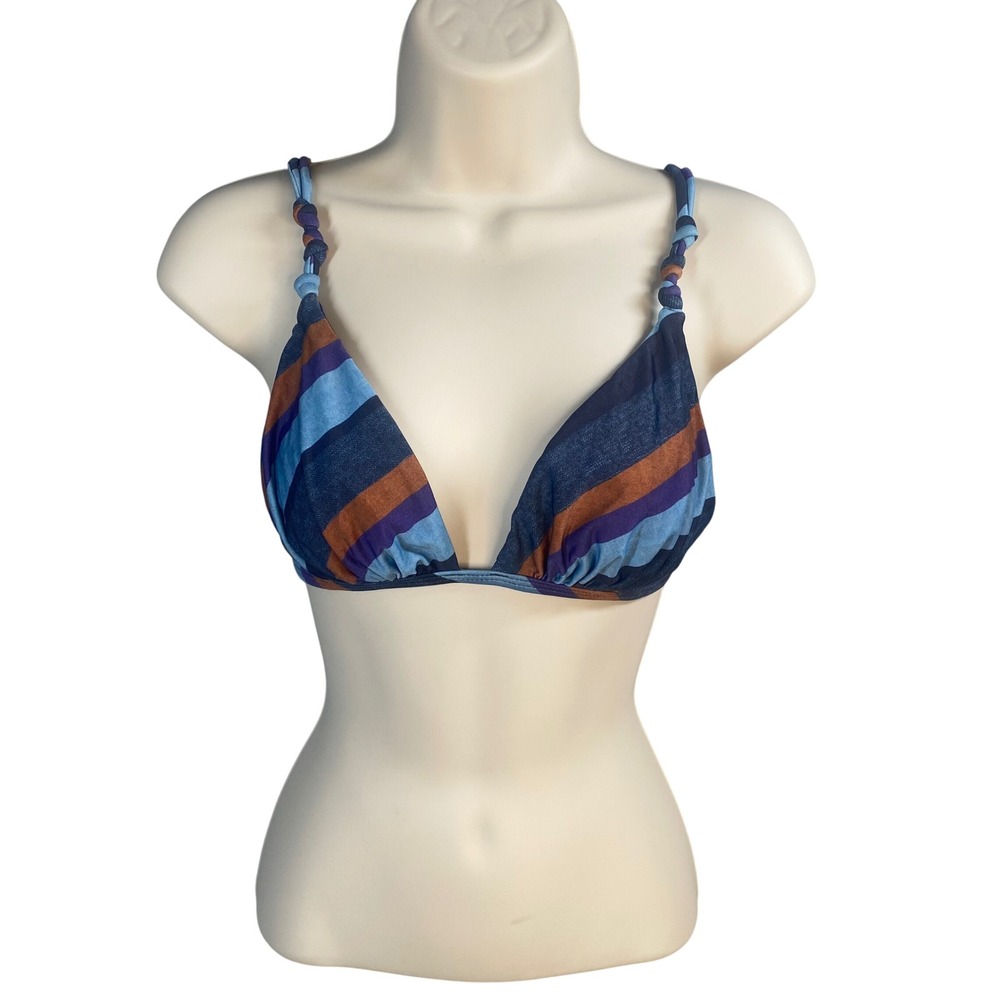 ViX Paula Hermanny Bikini Top Womens S/M Striped Triangle Beach Coastal Resort
